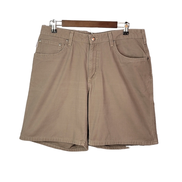 Carhartt Dark Khaki Heavy 100% Cotton Work Jobcore Summer Shorts 14 - Picture 2 of 16